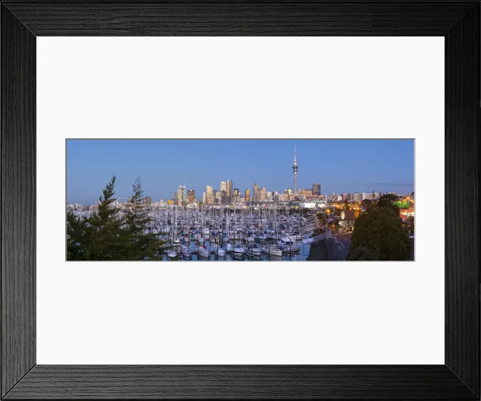 Framed Print : Westhaven Marina & city skyline illuminated at dusk, Waitemata Harbour, Auckland Framed Print : Westhaven Marina & city skyline illuminated at dusk, Waitemata Harbour, Auckland