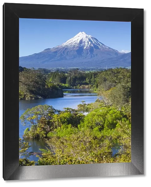 Mount Taranaki (Egmont) and Lake Mangamahoe, North Island, New Zealand