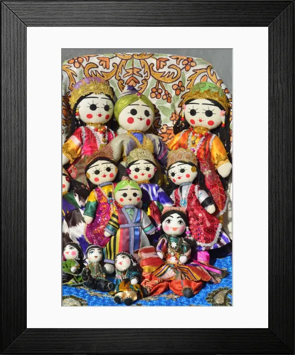 Framed Print : Traditional dolls. Samarkand, Uzbekistan