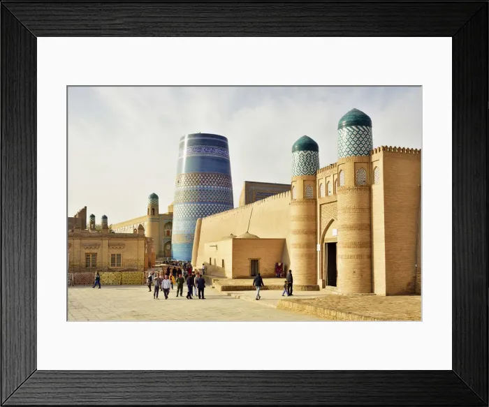 Framed Print : The main gate to the Khuna Ark citadel and the Kalta Minor minaret. Old town of Khiva Framed Print : The main gate to the Khuna Ark citadel and the Kalta Minor minaret. Old town of Khiva