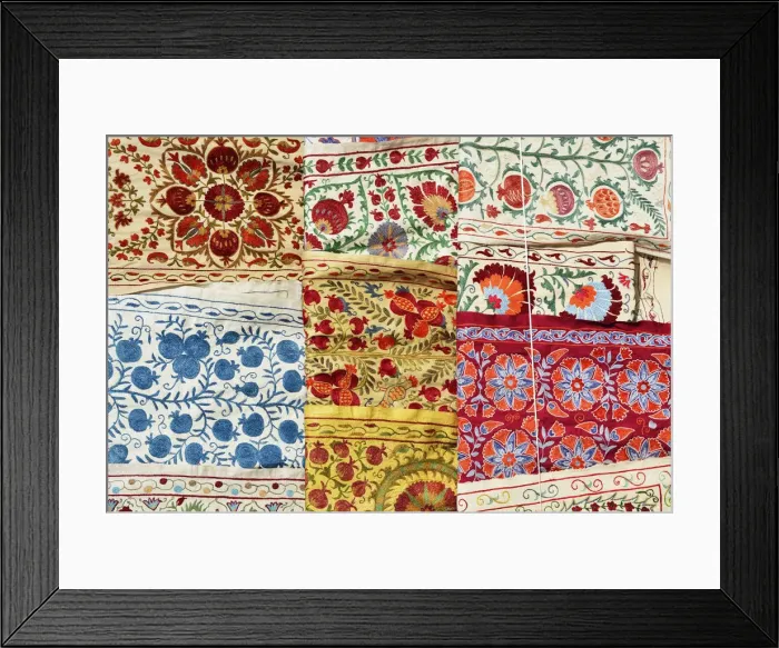 Framed Print : Traditional embroideries. Bukhara, a UNESCO World Heritage Site. Uzbekistan Framed Print : Traditional embroideries. Bukhara, a UNESCO World Heritage Site. Uzbekistan