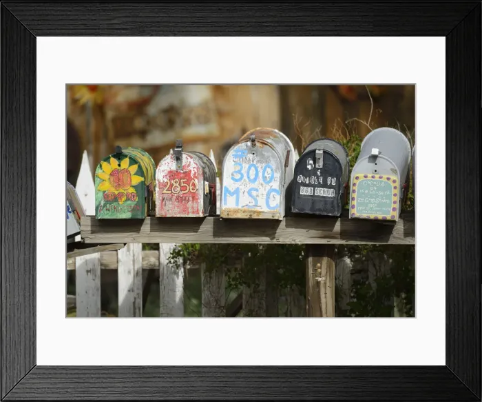 Framed Print : Mail Boxes in Madrid, New Mexico, , USA Framed Print : Mail Boxes in Madrid, New Mexico, , USA
