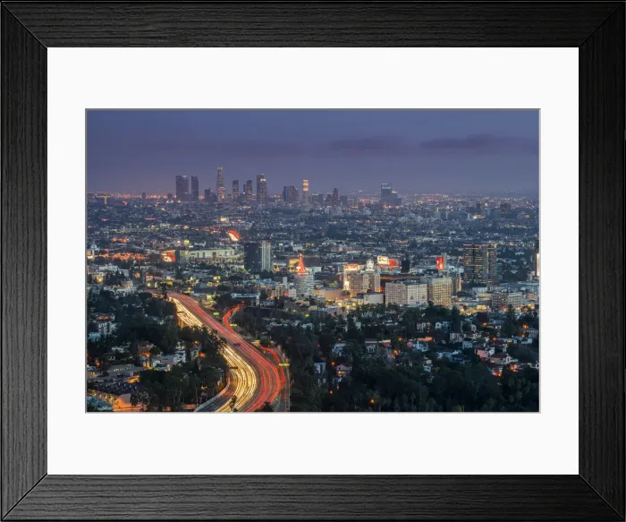 Framed Print : Night city skyline, Los Angeles, California, USA Framed Print : Night city skyline, Los Angeles, California, USA