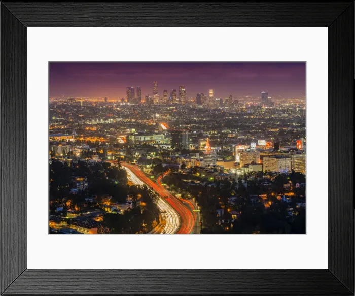 Framed Print : Night city skyline, Los Angeles, California, USA Framed Print : Night city skyline, Los Angeles, California, USA