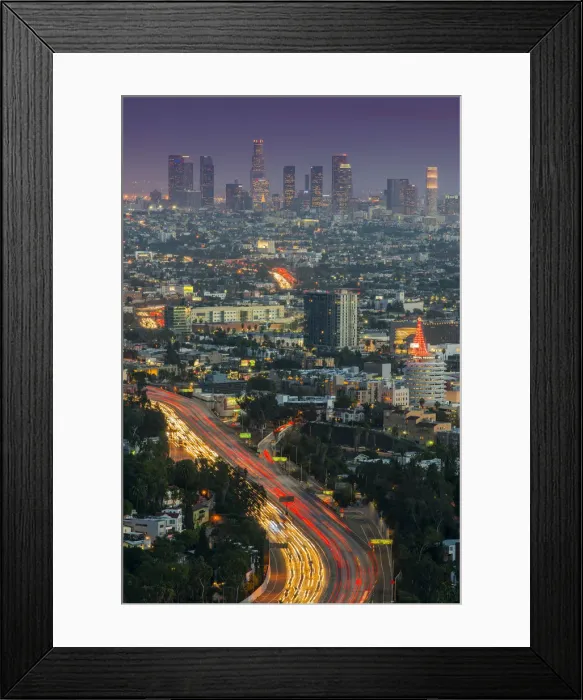 Framed Print : Night city skyline, Los Angeles, California, USA Framed Print : Night city skyline, Los Angeles, California, USA