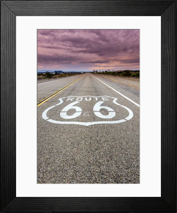 Framed Print : U. S. Route 66 horizontal road sign, Amboy, California, USA