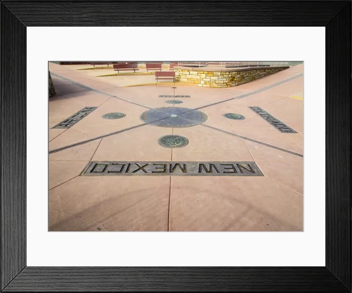 Framed Print : Four Corners Monument marks the quadripoint where the boundaries of the four US states Framed Print : Four Corners Monument marks the quadripoint where the boundaries of the four US states