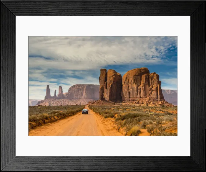Framed Print : Unpaved road with scenic desert landscape, Monument Valley Navajo Tribal Park, Arizona Framed Print : Unpaved road with scenic desert landscape, Monument Valley Navajo Tribal Park, Arizona