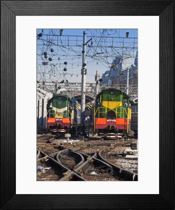 Framed Print : Russia, St Petersburg, Trains leaving St Petersburg Railway Station Framed Print : Russia, St Petersburg, Trains leaving St Petersburg Railway Station