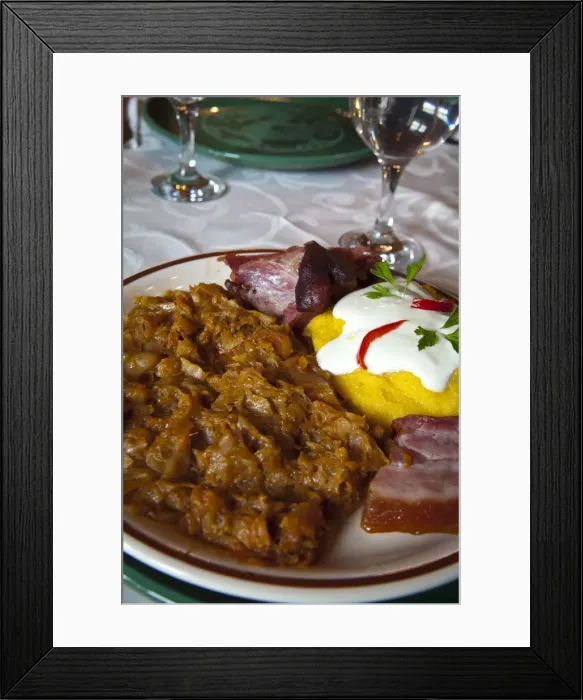 Framed Print : Traditional Romanian Cuisine, Medieval Old Town, Sighisoara, Transylvania, Romania Framed Print : Traditional Romanian Cuisine, Medieval Old Town, Sighisoara, Transylvania, Romania