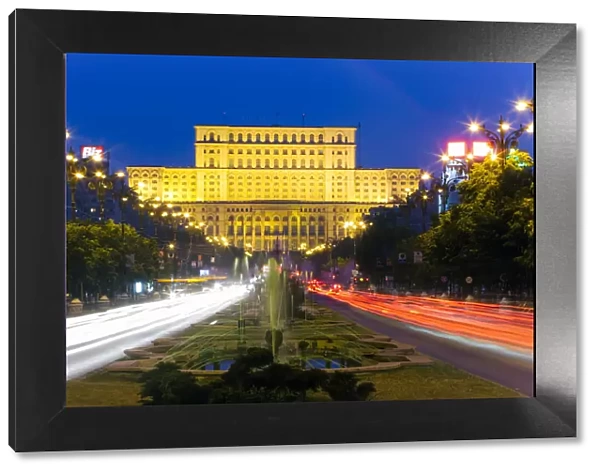 Europe, Romania, Bucharest, Piata Unirii, Unirii Street looking towards the Palace