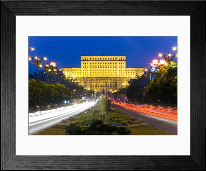 Framed Print : Europe, Romania, Bucharest, Piata Unirii, Unirii Street looking towards the Palace