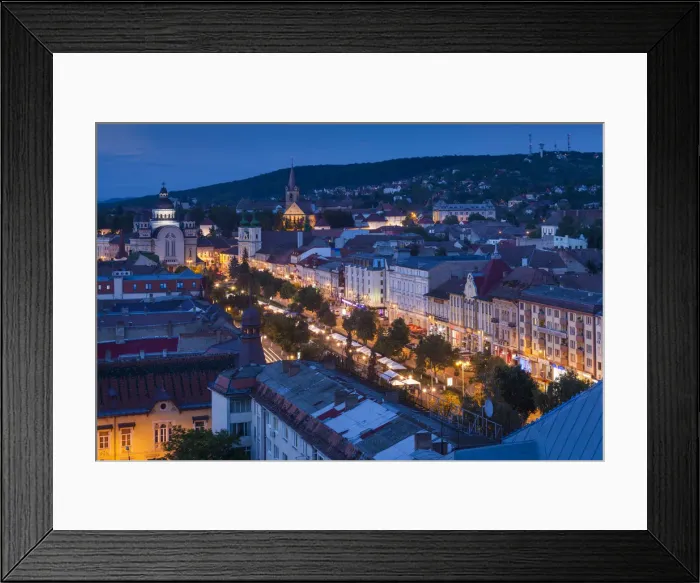 Framed Print : Romania, Transylvania, Targu Mures, elevated city view towards Piata Trandafililor Square Framed Print : Romania, Transylvania, Targu Mures, elevated city view towards Piata Trandafililor Square