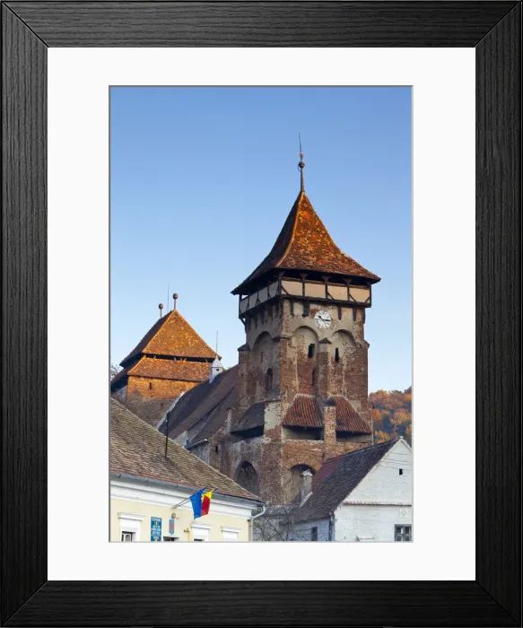 Framed Print : Old fortified Saxon church nr. Medias, Transylvania, Romania Framed Print : Old fortified Saxon church nr. Medias, Transylvania, Romania
