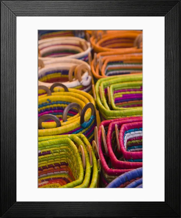 Framed Print : Reunion Island, St-Pierre, Covered Market, Reunion-made bags for sale Framed Print : Reunion Island, St-Pierre, Covered Market, Reunion-made bags for sale
