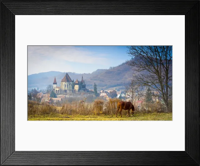 Framed Print : Elevated view over Biertan, nr. Sighisoara, Transylvania, Romania Framed Print : Elevated view over Biertan, nr. Sighisoara, Transylvania, Romania