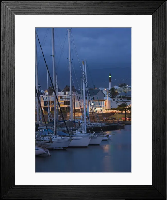 Framed Print : Reunion Island, St-Pierre, yacht harbor