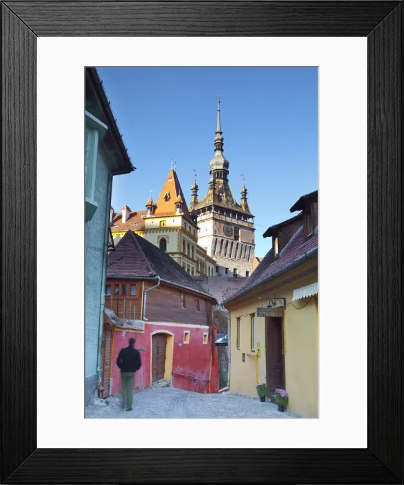 Framed Print : Clock Tower & Medieval Old Town, Sighisoara, Transylvania, Romania Framed Print : Clock Tower & Medieval Old Town, Sighisoara, Transylvania, Romania