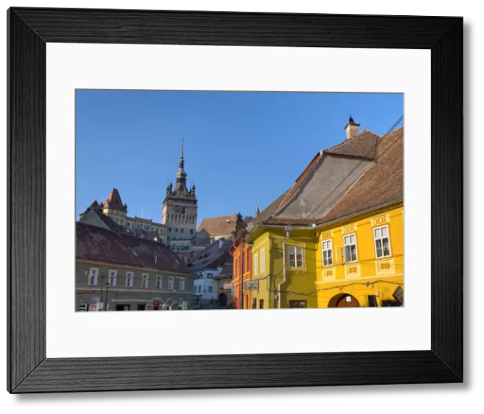 Framed Print : Clock Tower & Medieval Old Town, Sighisoara, Transylvania, Romania Framed Print : Clock Tower & Medieval Old Town, Sighisoara, Transylvania, Romania