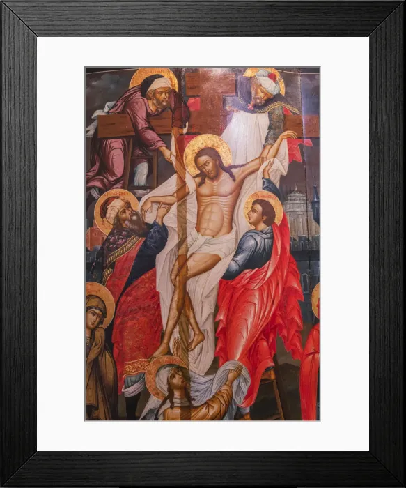 Framed Print : Descent from the Cross icon, Palekh, Ivanovo region, Russia Framed Print : Descent from the Cross icon, Palekh, Ivanovo region, Russia