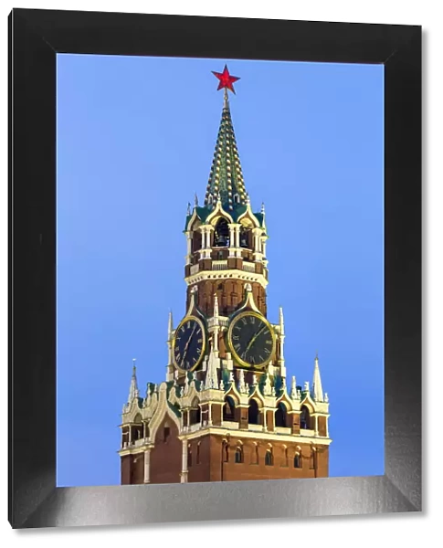 The Kremlin clocktower in Red Square, Moscow, Russia