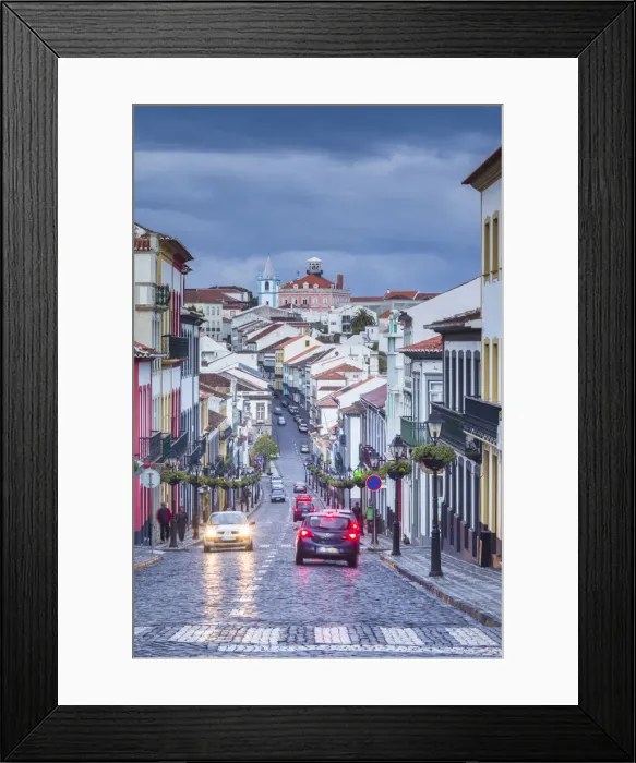 Framed Print : Portugal, Azores, Terceira Island, Angra do Heroismo, Rua da Se street Framed Print : Portugal, Azores, Terceira Island, Angra do Heroismo, Rua da Se street