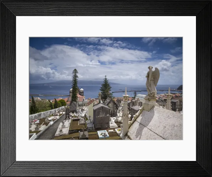Framed Print : Portugal, Azores, Faial Island, Horta from cemetery towards the Island of Pico Framed Print : Portugal, Azores, Faial Island, Horta from cemetery towards the Island of Pico