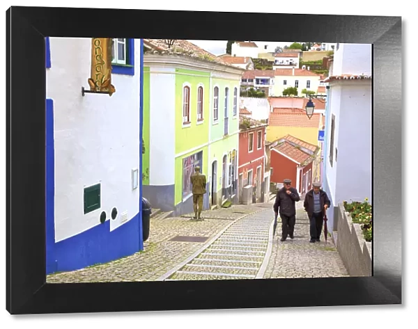 Colourful Main Street of Monchique, Western Algarve, Algarve, Portugal, Europe