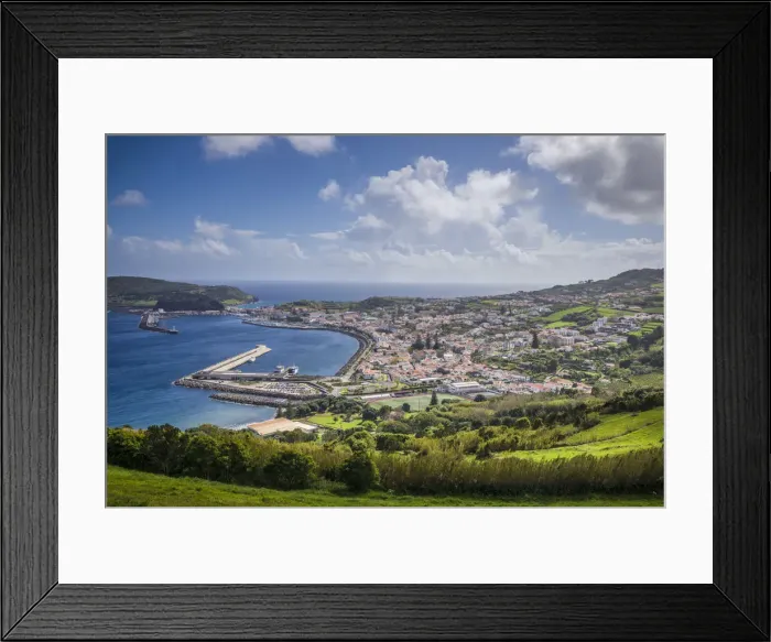 Framed Print : Portugal, Azores, Faial Island, Horta from the Miradouro Espalamaca