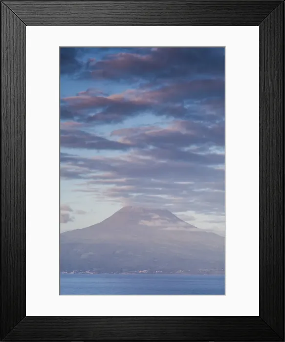 Framed Print : Portugal, Azores, Sao Jorge Island, Ribeira do Almeda of the Pico Volcano, dawn