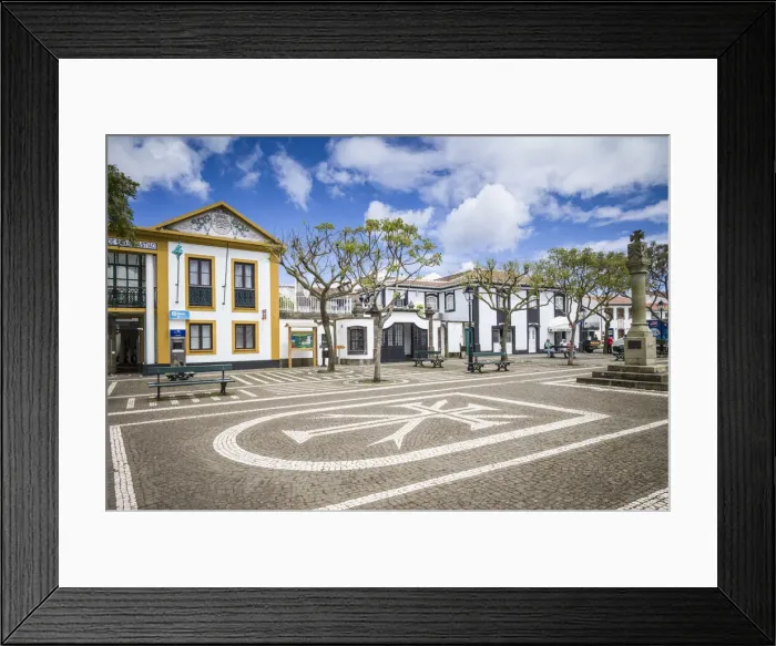 Framed Print : Portugal, Azores, Terceira Island, Sao Sebastiao, town square