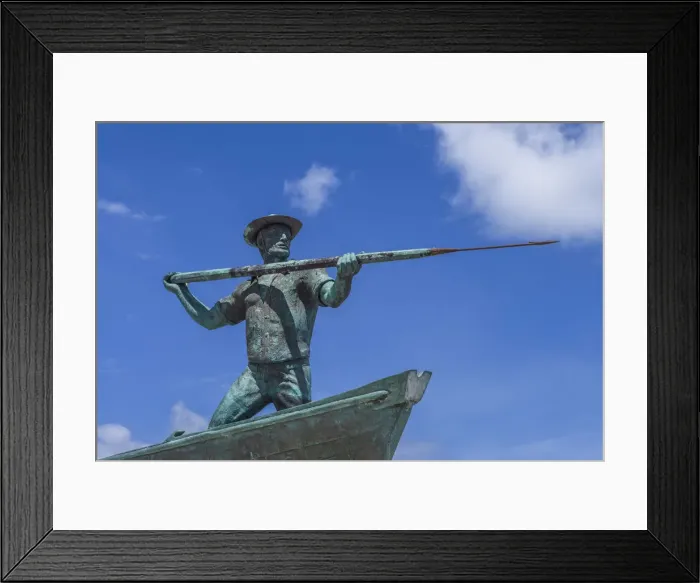 Framed Print : Portugal, Azores, Pico Island, Sao Roque do Pico, Praceta dos Baleeiros square, monument