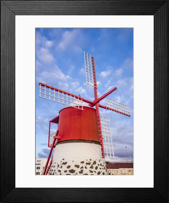 Framed Print : Portugal, Azores, Pico Island, Madalena, traditional windmill Framed Print : Portugal, Azores, Pico Island, Madalena, traditional windmill