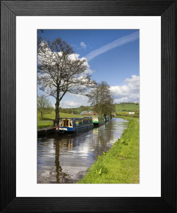 Framed Print : Narrowboats moored on the Monmouthshire and Brecon Canal near Pencelli, Brecon Beacons Framed Print : Narrowboats moored on the Monmouthshire and Brecon Canal near Pencelli, Brecon Beacons