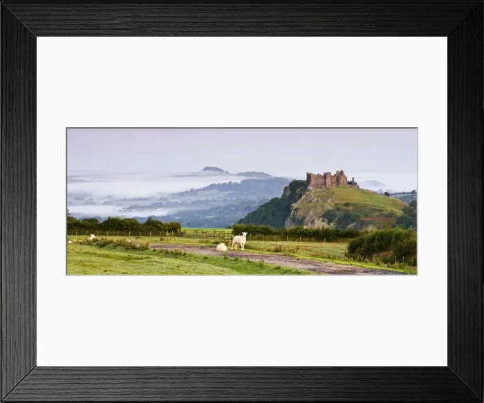 Framed Print : Carreg Cennen Castle at dawn on a misty summer morning, Brecon Beacons National Park Framed Print : Carreg Cennen Castle at dawn on a misty summer morning, Brecon Beacons National Park