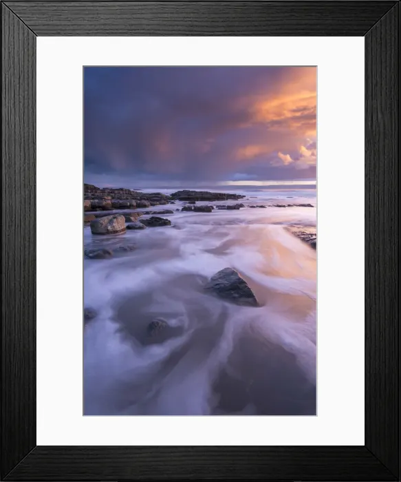 Framed Print : Sunset over the Bristol Channel from Nash Point on the Glamorgan Coast, Wales, UK