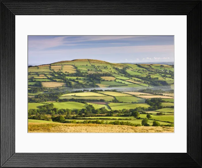 Framed Print : Patchwork fields and rolling countryside, Brecon Beacons National Park, Carmarthenshire Framed Print : Patchwork fields and rolling countryside, Brecon Beacons National Park, Carmarthenshire