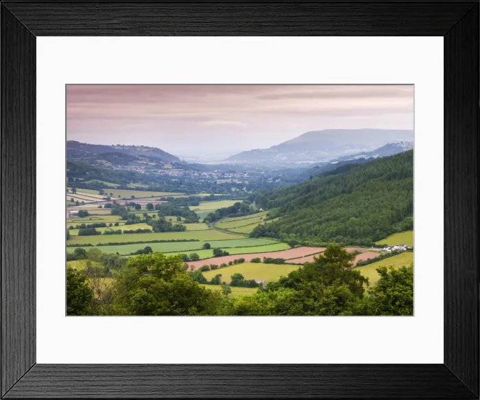 Framed Print : Rolling countryside in the Usk Valley looking towards Crickhowell, Brecon Beacons Framed Print : Rolling countryside in the Usk Valley looking towards Crickhowell, Brecon Beacons