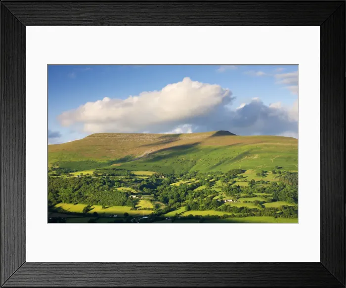 Framed Print : Rolling fields below Pen Cerrig-calch mountain, Brecon Beacons National Park, Powys Framed Print : Rolling fields below Pen Cerrig-calch mountain, Brecon Beacons National Park, Powys
