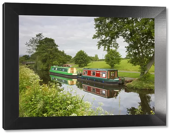 Narrowboats on the Monmouthshire and Brecon Canal near Llanfrynach, Brecon Beacons