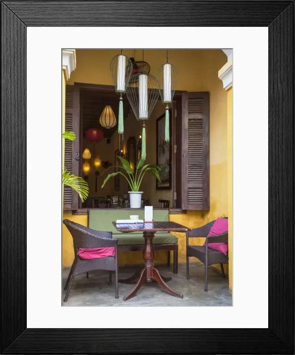 Framed Print : Table outside cafe, Hoi An (UNESCO World Heritage Site), Quang Ham, Vietnam Framed Print : Table outside cafe, Hoi An (UNESCO World Heritage Site), Quang Ham, Vietnam