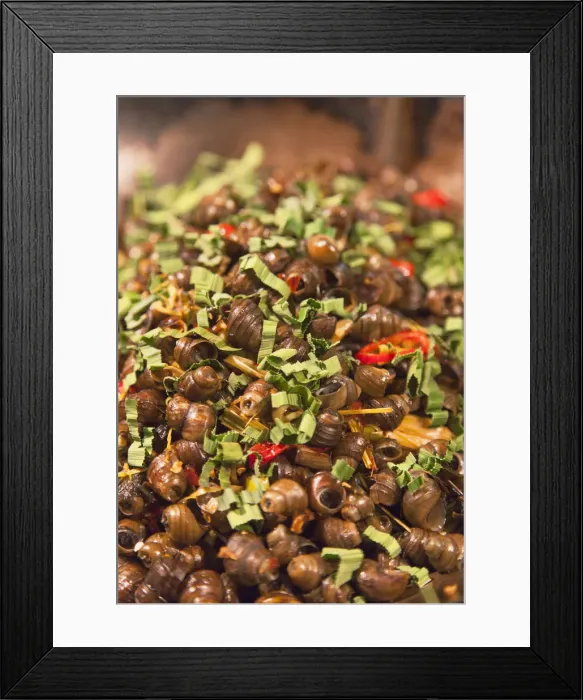 Framed Print : Spicy snails, Hoi An (UNESCO World Heritage Site), Quang Ham, Vietnam