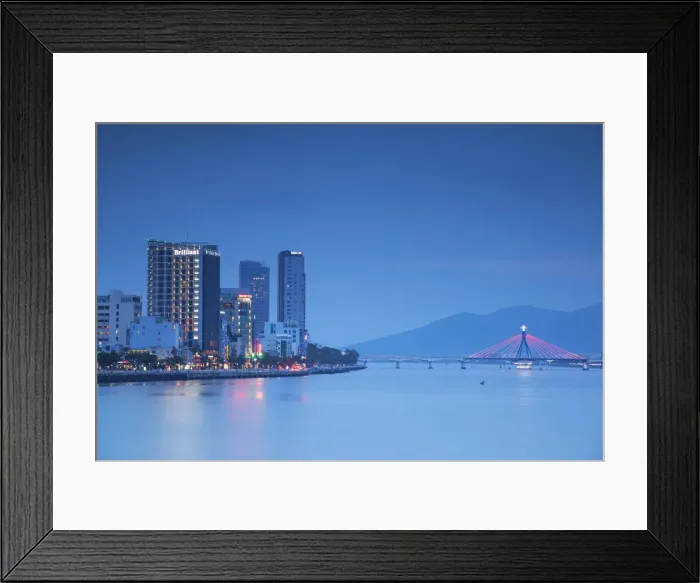 Framed Print : City skyline along Han River at dusk, Da Nang, Vietnam Framed Print : City skyline along Han River at dusk, Da Nang, Vietnam