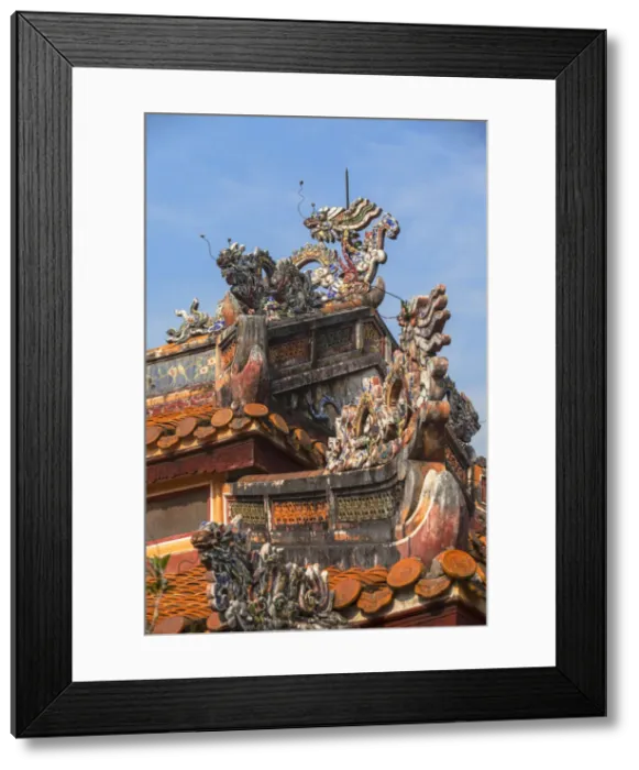 Framed Print : Detail of roof at Tomb of Minh Mang (UNESCO World Heritage Site), Hue, Thua Thien-Hue