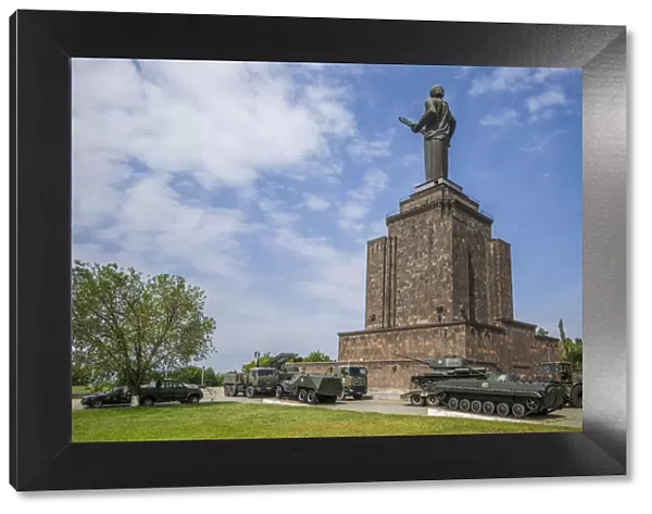 Armenia, Yerevan, Soviet-era Mother Armenia statue and tanks