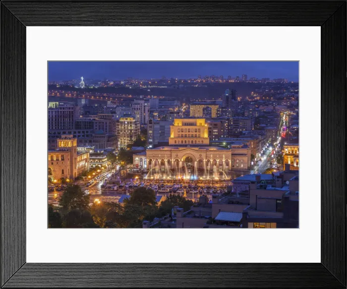 Framed Print : Armenia, Yerevan, Republic Square and skyline, high angle view Framed Print : Armenia, Yerevan, Republic Square and skyline, high angle view