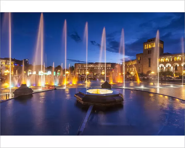 Armenia, Yerevan, Republic Square, dancing fountains