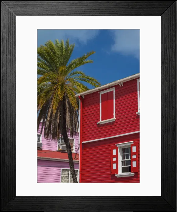 Framed Print : Caribbean, Antigua, St. Johns, Heritage Quay, Traditional shutters Framed Print : Caribbean, Antigua, St. Johns, Heritage Quay, Traditional shutters