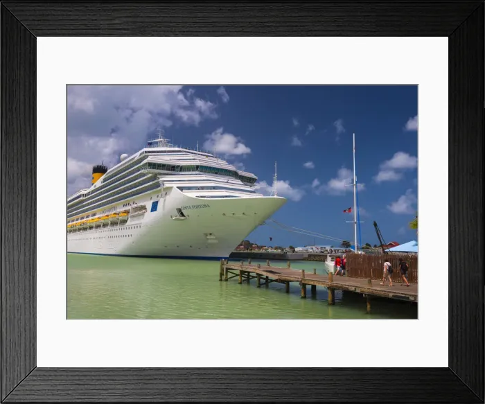 Framed Print : Caribbean, Antigua, St. Johns, Cruise Ship Pier, Costa Fortuna cruise ship Framed Print : Caribbean, Antigua, St. Johns, Cruise Ship Pier, Costa Fortuna cruise ship