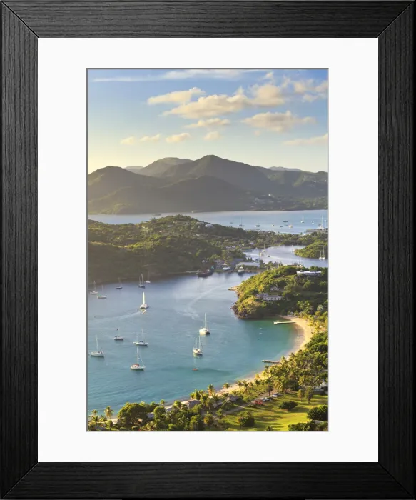 Framed Print : Caribbean, Antigua and Barbuda, English Harbour from Shirleys Heights